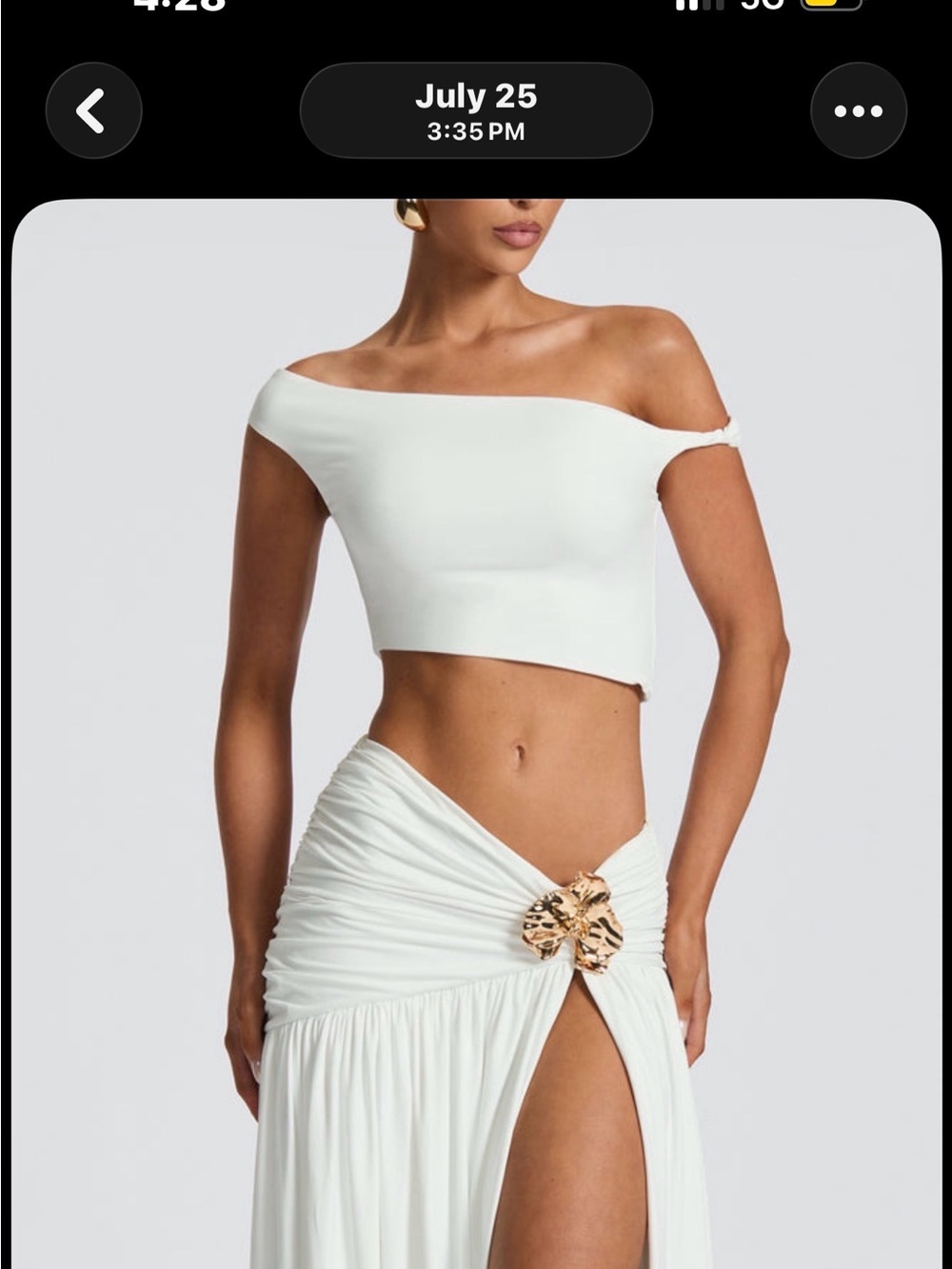 Off-Shoulder White Crop Top — Women's Stretch Bardot